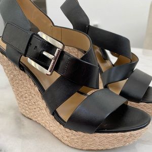 Michael Kors Giovanna black leather espadrille